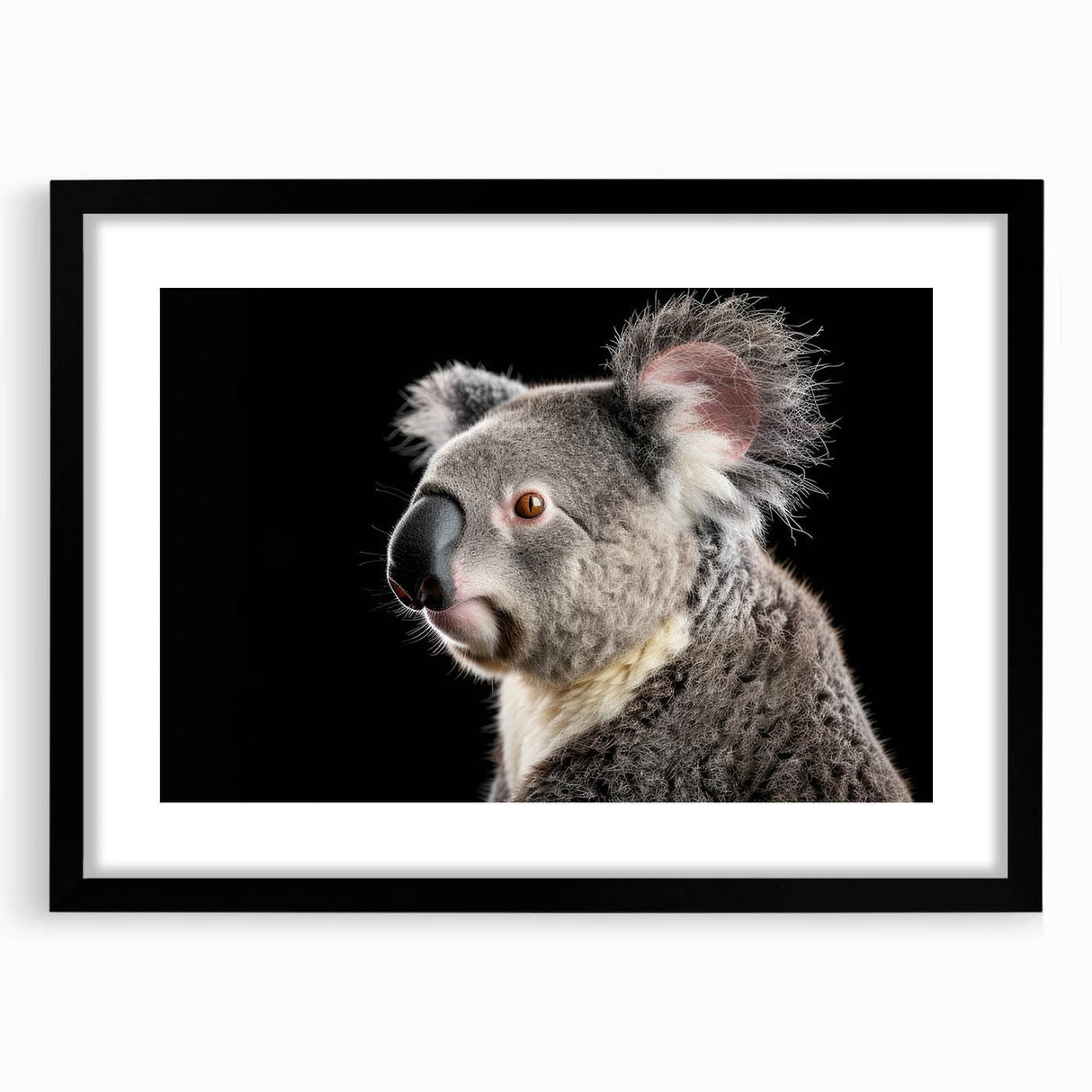 Framed wall art featuring a koala design with a black mat, perfect for wildlife enthusiasts. The collection adds a touch of nature-inspired decor to any space.