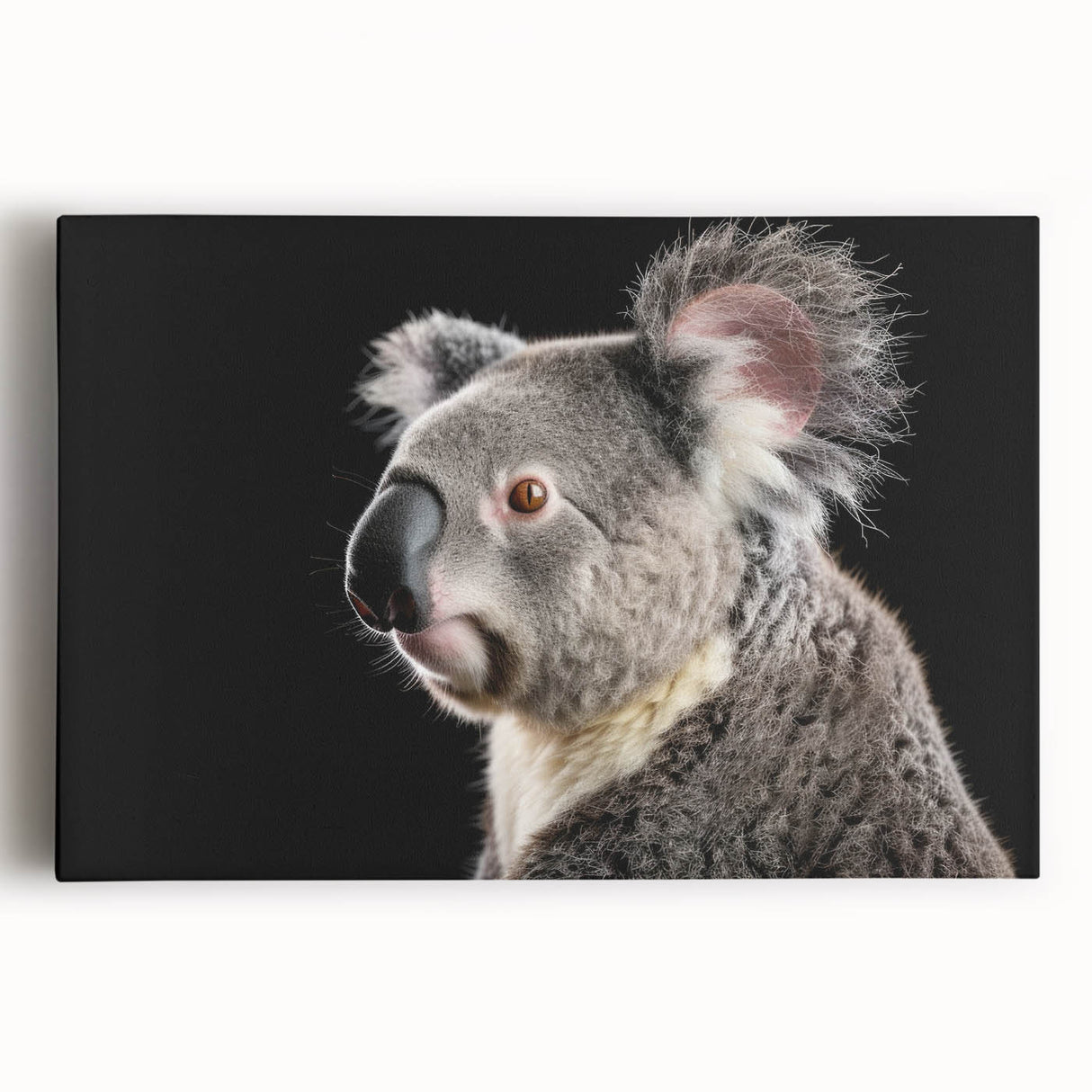 Stretched canvas wall art featuring a vibrant koala design with lush green foliage, ideal for nature lovers and wildlife enthusiasts, enhancing any room decor.