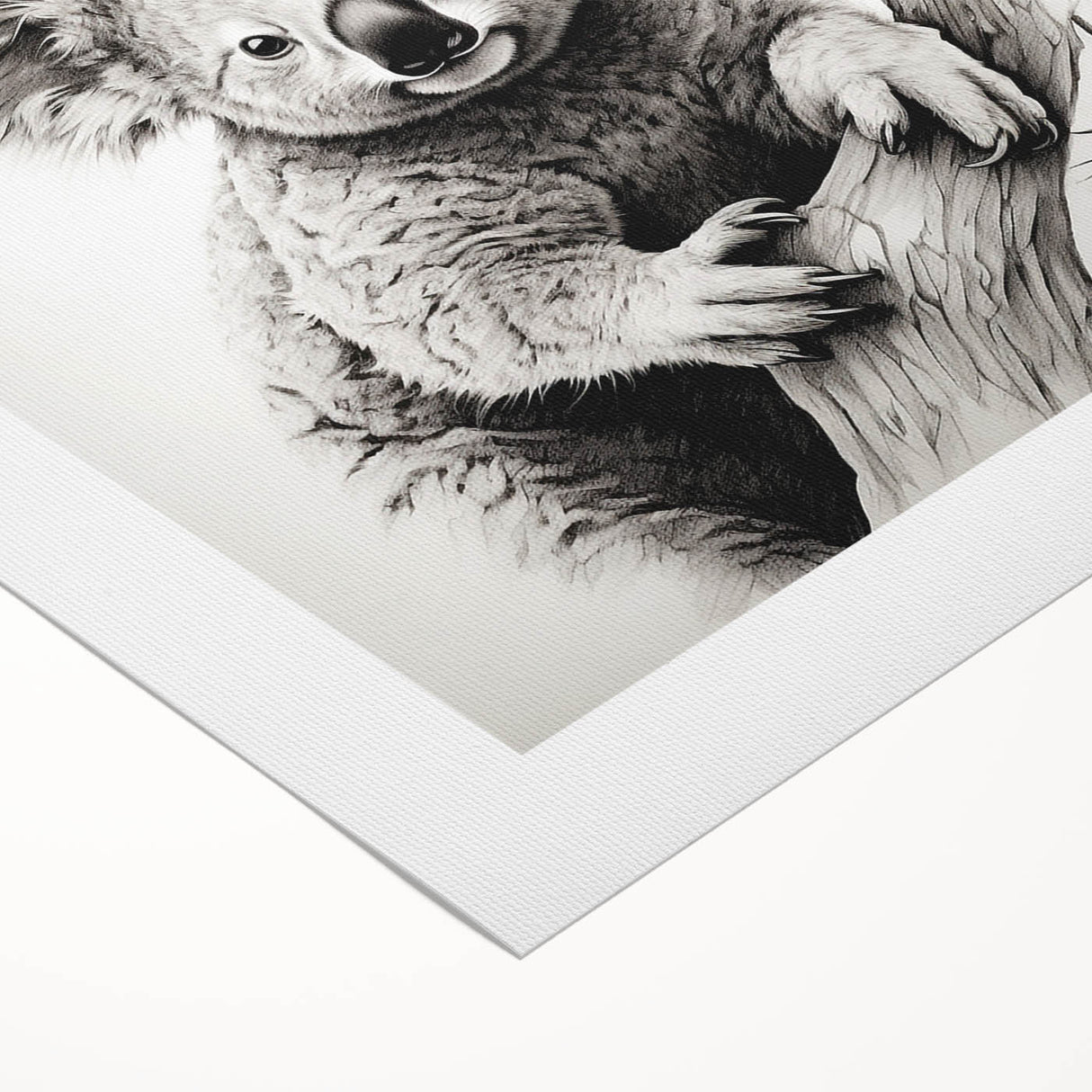 Rolled canvas wall art featuring a colorful koala design from the Australian wildlife collection, showcasing vibrant greens and detailed textures, perfect for nature lovers.