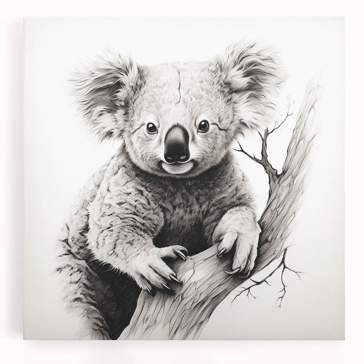 Vibrant stretched canvas wall art featuring a detailed koala design against a lush green background, perfect for animal lovers and nature-themed decor.