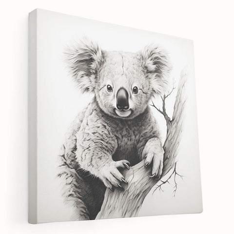 Stretched canvas showcasing a vibrant koala design from a wildlife art collection, emphasizing rich colors and intricate details for an engaging home decor piece.