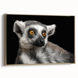 Framed canvas wall art showcasing a vibrant lemur design, featuring rich colors and intricate details, perfect for animal lovers and home decor enthusiasts.