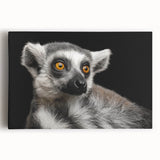 Vibrant stretched canvas wall art featuring a playful lemur design, showcasing intricate details and bright colors, perfect for wildlife enthusiasts' decor.