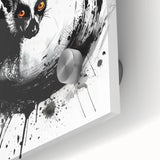 Close-up of a vibrant acrylic wall art piece featuring a lemur in a lush jungle setting, showcasing intricate details and bright colors, ideal for animal lovers and home décor enthusiasts.