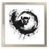 Lemur-themed wall art frame showcasing vibrant jungle colors and intricate design, featuring a silver mat for an elegant presentation, perfect for wildlife decor enthusiasts.