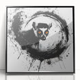 Framed acrylic wall art featuring a stylized lemur design in vibrant colors, showcasing wildlife-inspired decor perfect for animal lovers and modern interiors.