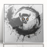 Framed acrylic wall art featuring a vibrant lemur design from the Animals A Wild Life collection, presented in a white frame, ideal for nature-themed decor.