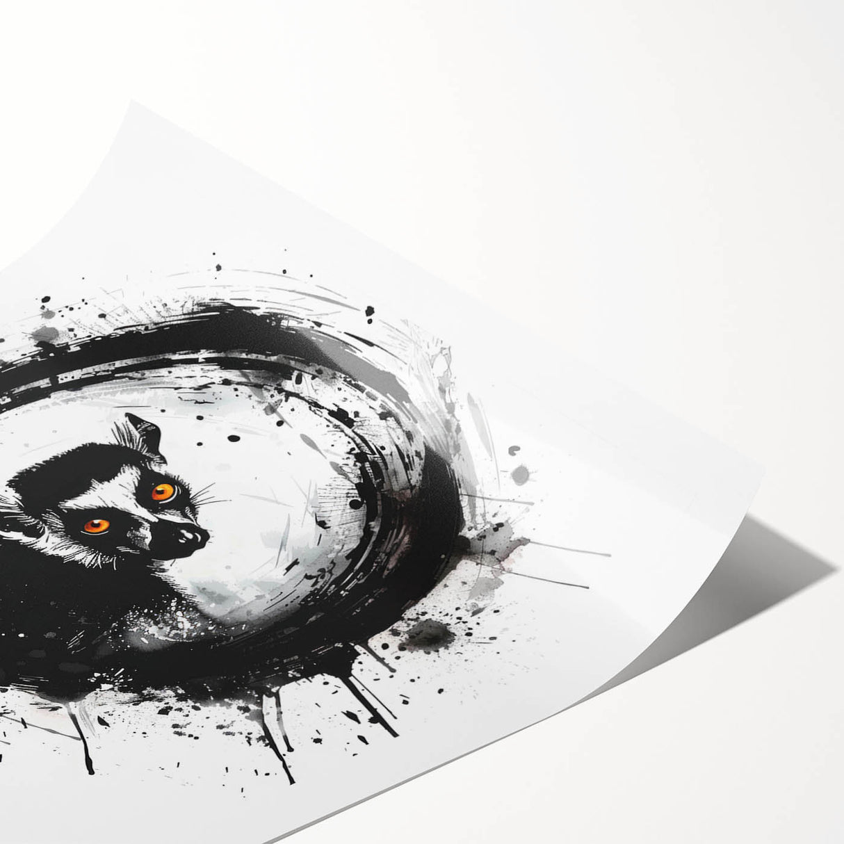 Lemur wall art print showcasing vibrant colors and intricate details of wildlife, rolled for easy display and shipping, perfect for animal lovers' decor.