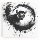 Vibrant wall art featuring a playful lemur design on stretched canvas, showcasing detailed textures and colors, perfect for animal lovers and home decor enthusiasts.
