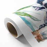 Lemur wall art design on rolled canvas, showcasing vibrant colors and intricate details, perfect for nature lovers; packaged securely in a cardboard tube for easy shipping.