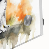 Close-up of a vibrant acrylic glass wall art featuring a playful lemur design, showcasing intricate details and vivid colors, ideal for animal lovers and home decor enthusiasts.