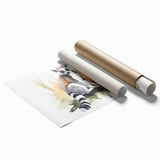 Colorful lemur wall art print showcasing a whimsical design, perfect for animal lovers. This vibrant piece features detailed illustrations of lemurs in a playful setting, ideal for home decor.