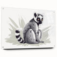 Acrylic glass wall art showcasing a vibrant lemur design from the "Animals A Wild Life" collection, presented in a side view with decorative pins. Ideal for nature enthusiasts.