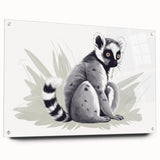 Acrylic glass wall art showcasing a vibrant lemur design from the "Animals A Wild Life" collection, presented in a side view with decorative pins. Ideal for nature enthusiasts.