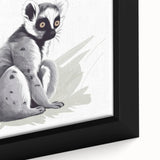 Close-up of a framed canvas wall art featuring a vibrant lemur design, showcasing intricate details and rich colors, perfect for wildlife-themed decor.