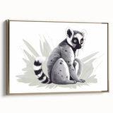 Framed canvas wall art featuring a vibrant lemur design in gold tones, showcasing intricate details and textures, perfect for wildlife enthusiasts and home decor.