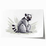 Colorful lemur wall art design featuring vibrant wildlife imagery, perfect for home decor, showcasing playful lemurs in a natural setting, printed on high-quality canvas.