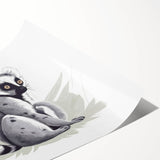 Lemur wall art print featuring vibrant colors and intricate designs, showcasing a playful lemur surrounded by tropical foliage, perfect for animal lovers’ decor.