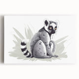 Colorful lemur wall art design on stretched canvas, showcasing vibrant hues and intricate details, perfect for wildlife enthusiasts and home decor lovers.
