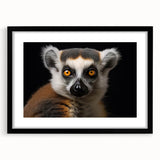 Lemur wall art collection framed in sleek black, showcasing vibrant wildlife design with intricate details, perfect for animal lovers and home decor enthusiasts.