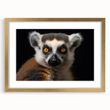 Lemur wall art collection featuring vibrant colors and detailed illustrations, framed with a gold mat for an elegant display in any setting. Perfect for animal lovers and home decor enthusiasts.