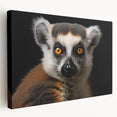 Side view of a stretched canvas featuring a vibrant lemur design, showcasing rich colors and intricate details, ideal for animal lovers and home decor enthusiasts.
