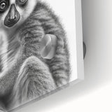 Close-up of a vibrant lemur design wall art piece, showcasing intricate details and colors on acrylic glass, perfect for wildlife enthusiasts and home decor.