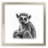 Lemur-themed wall art design in a sleek silver frame, showcasing vibrant colors and intricate details, perfect for animal lovers and stylish home decor.