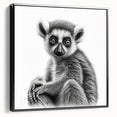 Lemur-themed wall art collection featuring a framed canvas design with vibrant colors and intricate details, showcasing a playful lemur in a natural setting. Perfect for animal lovers and home decor enthusiasts.