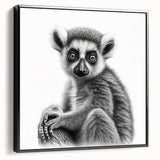 Lemur-themed wall art collection featuring a framed canvas design with vibrant colors and intricate details, showcasing a playful lemur in a natural setting. Perfect for animal lovers and home decor enthusiasts.