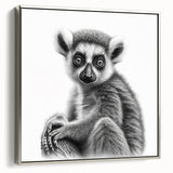 Framed canvas wall art showcasing a vibrant lemur design in a silver frame, ideal for adding a touch of wildlife elegance to any room decor. The artwork features rich colors and intricate details, highlighting the playful nature of the lemur against a textured background. Perfect for animal lovers seeking unique home decoration.