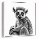 Framed canvas wall art displaying a vibrant lemur design, featuring rich colors and detailed textures, perfect for enhancing modern home decor.