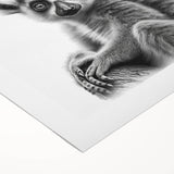 Vibrant rolled canvas depicting a whimsical lemur design, showcasing colorful tropical foliage and playful wildlife elements, perfect for animal lovers' decor.