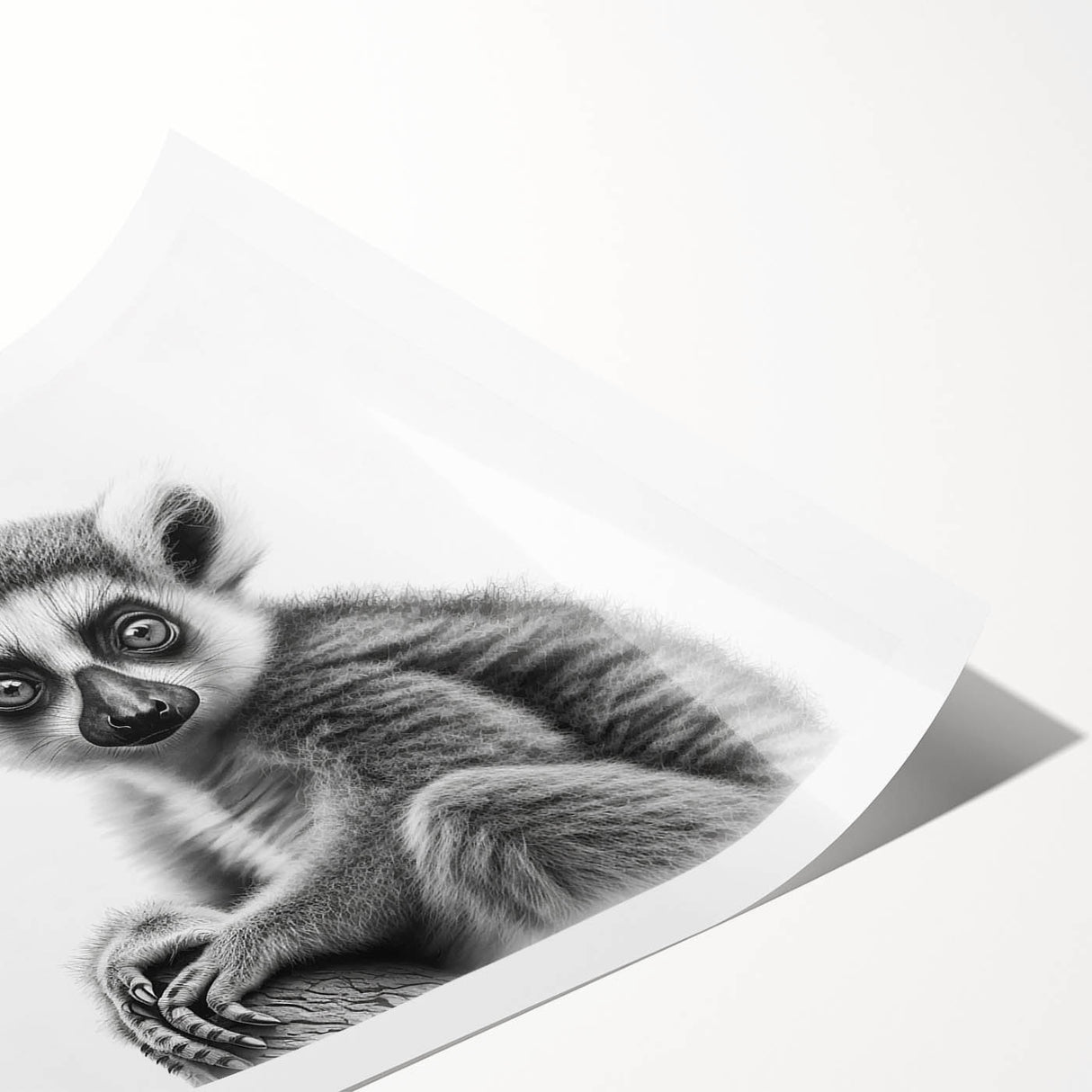 Rolled print of a vibrant lemur design, showcasing intricate details and colorful patterns, perfect for wildlife-themed decor or animal lovers' collections.