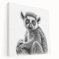 Side view of a stretched canvas wall art featuring a vibrant lemur design, showcasing intricate details and colors, ideal for animal lovers and nature enthusiasts.
