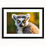 Lemur-themed wall art collection displayed in a sleek black frame with a mat, showcasing vibrant colors and intricate details, perfect for wildlife enthusiasts.
