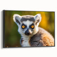Framed canvas wall art featuring a vibrant lemur design, showcasing rich colors and intricate details, perfect for adding a touch of wildlife charm to any room.
