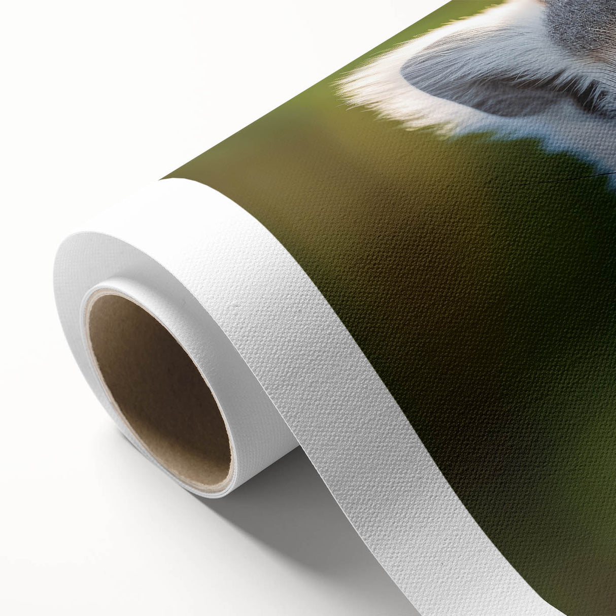 Lemur wall art design on rolled canvas, showcasing vibrant colors and intricate details, perfect for animal-themed decor in living spaces.