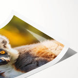 Vibrant rolled print of a colorful lemur design from an animal-themed wall art collection, showcasing intricate details and textures, perfect for home decor.