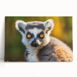 Lemur-themed wall art featuring vibrant colors and playful design, printed on stretched canvas, ideal for adding a whimsical touch to home decor.