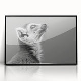 Framed wall art featuring a vibrant lemur design in acrylic, showcasing a black frame and clear front view, perfect for animal lovers and modern decor.