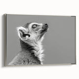 Framed canvas artwork featuring a vibrant lemur design from the "Animals A Wild Life" collection, showcased in a sleek silver frame, ideal for animal lovers.
