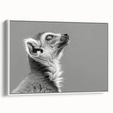 Framed canvas wall art featuring a vibrant lemur design on a white background, showcasing intricate details and colors, perfect for animal lovers and home decor.