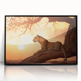 Framed wall art featuring a striking leopard design, showcasing vibrant colors and intricate details, perfect for animal lovers and modern home decor enthusiasts.