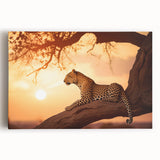 Stretched canvas wall art showcasing a vibrant leopard design, featuring intricate details and rich colors, perfect for enhancing modern home decor and wildlife-themed spaces.