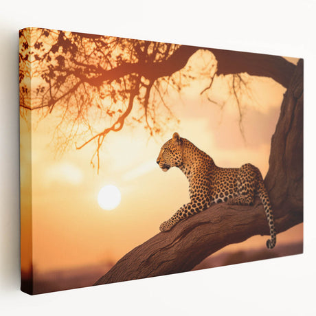Stretched canvas wall art showcasing a vibrant leopard design in a wild life theme, featuring intricate details and rich colors, perfect for animal lovers and home decor enthusiasts.