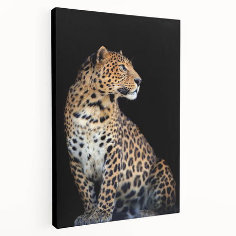 Stretched canvas wall art showcasing a striking leopard design, featuring intricate details and vibrant colors, perfect for adding a touch of wildlife to any space.