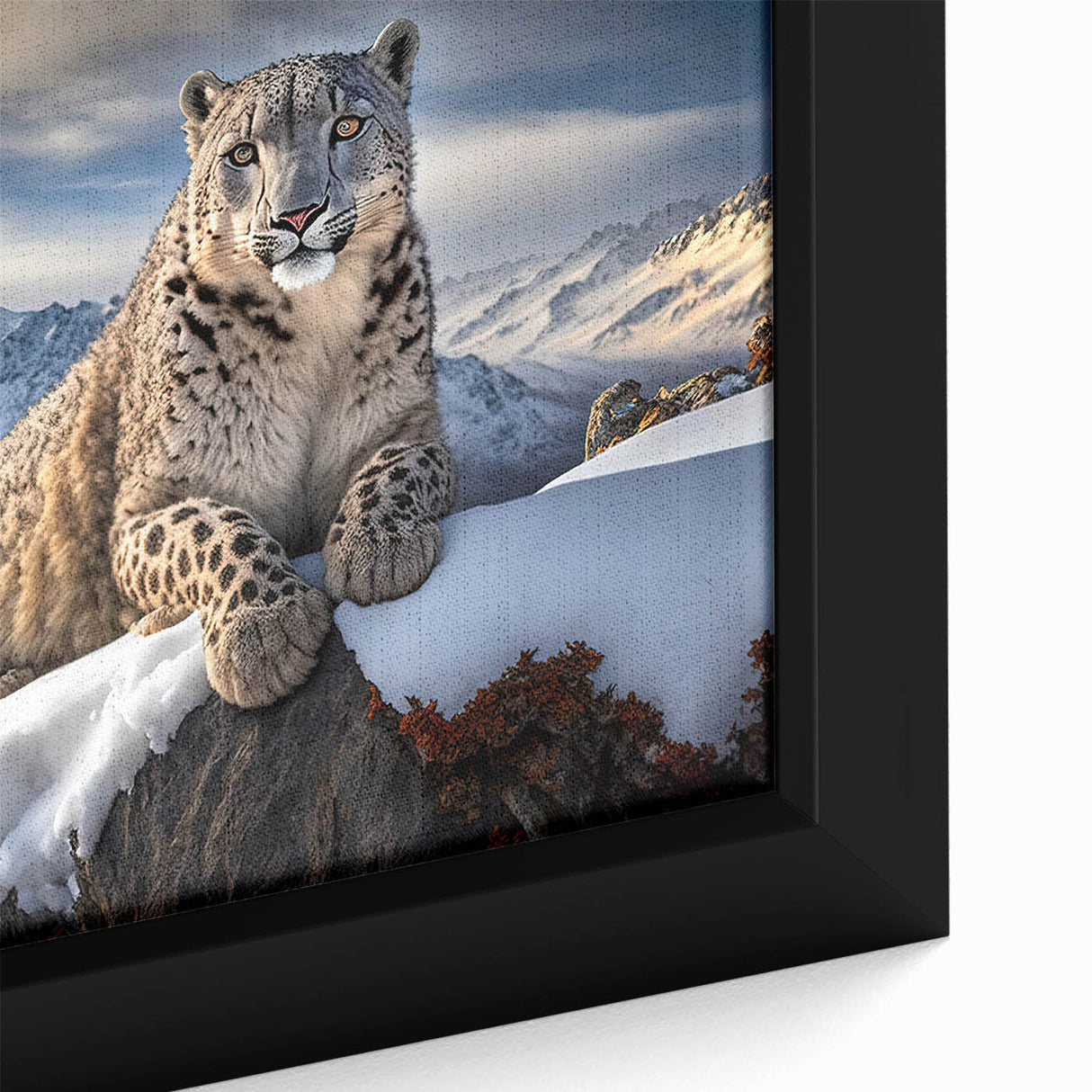 Close-up of a stunning leopard wall art design on framed canvas, showcasing intricate details and vibrant colors, perfect for wildlife enthusiasts' home decor.