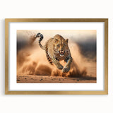 Leopard-themed wall art featuring a striking gold frame and mat, showcasing intricate animal designs ideal for wildlife enthusiasts and home decor.