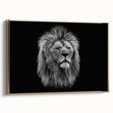 Framed wall art featuring a striking gold-accented lion design, showcasing intricate details and textures, perfect for enhancing any wildlife-themed decor.
